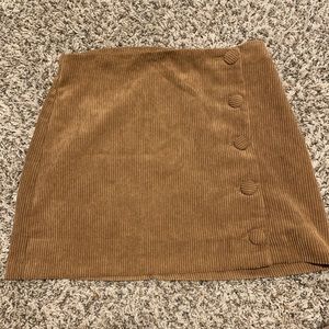 Wild Honey Chesnut Corduroy Button Up Skirt
